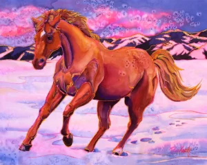 high plains drifter silk painting by Pamela Kraft