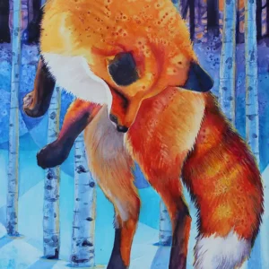 leaping fox acrylic by Pamela Kraft